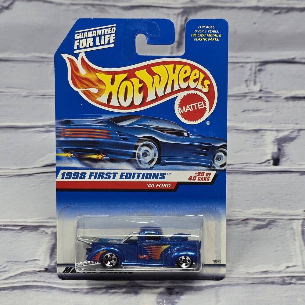 1998 Hot Wheels 1940 Ford Pickup Truck #654 20 of 40 First Edition Blue.